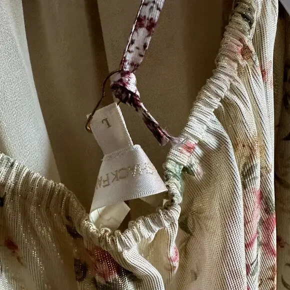 LoveShackFancy Antonie Halter Floral Metallic Maxi Dress Gown Golden Fog New - Picture 6 of 7